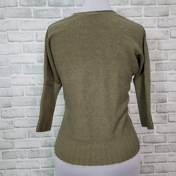 Anthro Moth S Catamaran Green Pullover Oversized Sweater Linen Split Side Hem - Picture 4 of 8